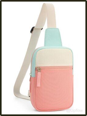 Girls Crossbody Sling Bag Fanny Pack Water Resistant 3 Pockets Adjustable Strap